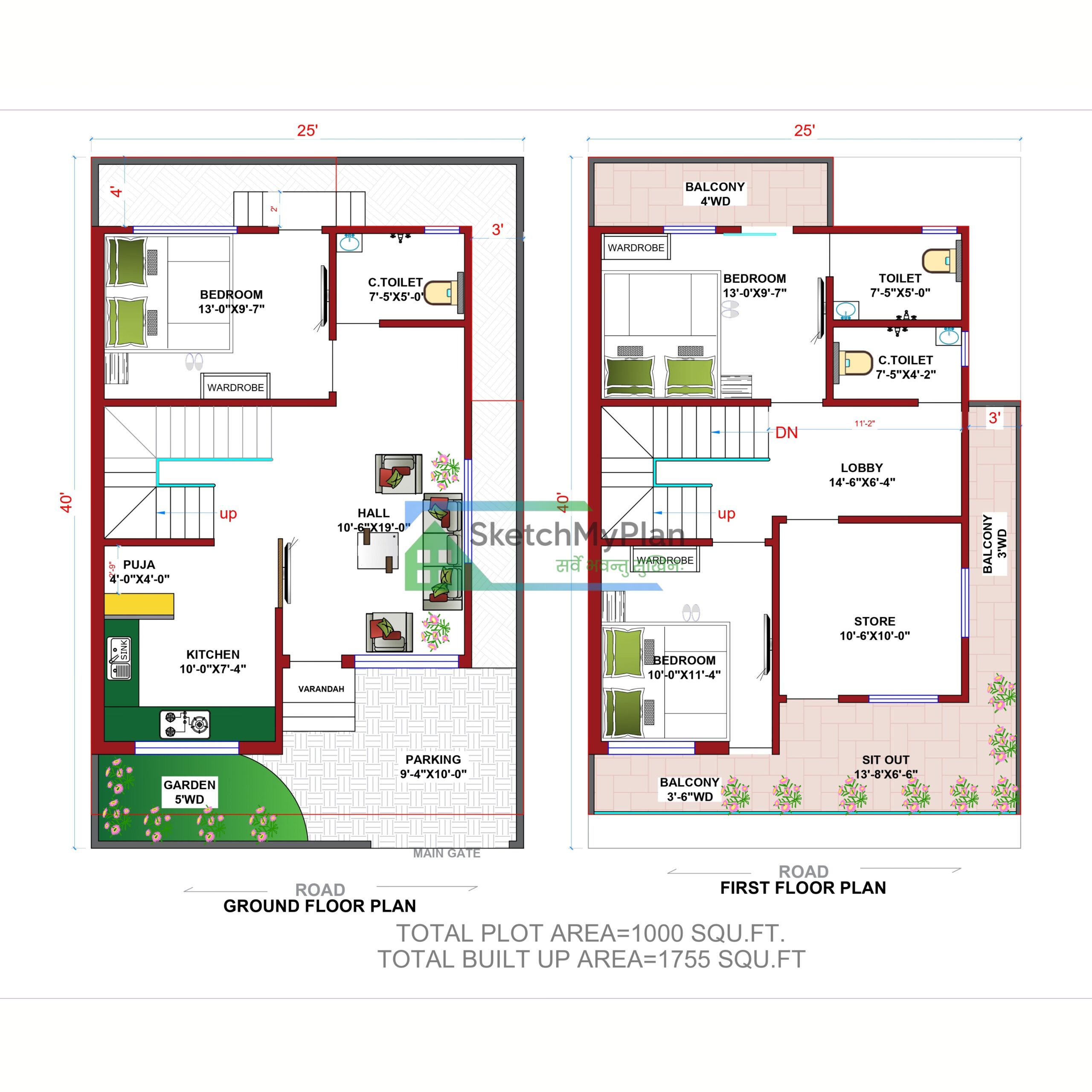 25x40 Floor Plan